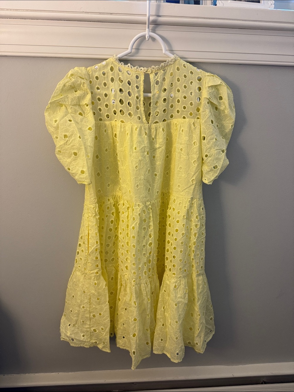 &merci Butter Yellow Eyelet Tiered Mini Dress - Picture 3 of 5